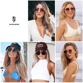 SOJOS Sunglasses for Women Men Classic Retro Polygon Shades UV400 SJ1128,Silver/Blue