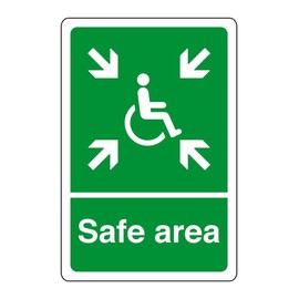 Safe area sign - safety sign - business signs, carpark safety signs - 1.2mm Rigid plastic for indoor/outdoor usage (400mm x 300mm) Viewing Distance within 14m.