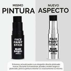 Blue Squid PRO Barra de pintura facial negra - Pintura corporal impermeable para adultos y niños, para béisbol y sóftbol, vegana, hipoalergénica, no t