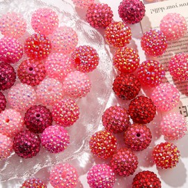 BERMRO - abalorio de diamantes de imitación de 20 mm, abalorio de bola de discoteca gruesas, abalorio de goma de mascar, abalorio de plástico jumbo para el día de San Valentín, para bolsa de