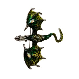 Eillwin Cute Green Dragon Perfect Very Beautiful Shining Crystal Brooch