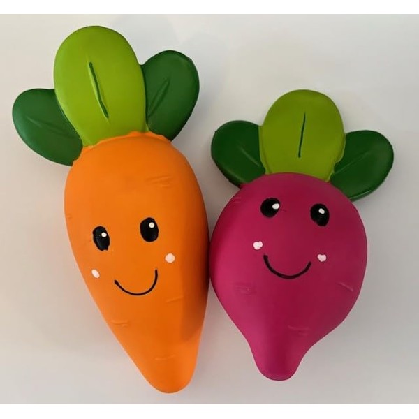 Surrey Feed Squeaky Vegetables (Carrot & Beetroot) Dog Toys (Pack