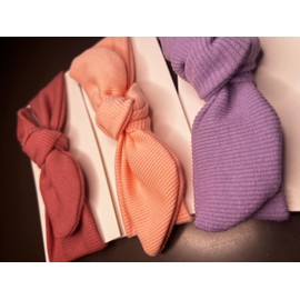Selen Baby and Care Headband%100 Cotton Elastic 3pcs For Newborn Baby And Toddler Baby Girl 0-24 Months Handmade Hair Accessories (pink, lilac, plum)