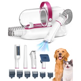 Kakipi Dog Grooming Kit & Vacuum, Professional Pet Grooming Vacuum with Shedding Brush, Dog Clippers, Dog Dryer and Cleaner, 1.5L Dust Cup Pet Grooming Kit for Dogs, Cats, Quiet, 2 Filters