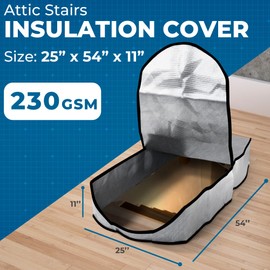 ABC Pack & Supply Attic Stairs Insulation Cover 25 x 54 x 11 Inch Size. Attic Door Insulation 230 GSM. Fireproof Ladder Insulation for Industial and General Use. Attic Stairway Insulator