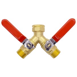 Joywayus Brass 3/4" GHT Garden Hose Splitter Full Flow 3-Way Ball Valve with Long Handle