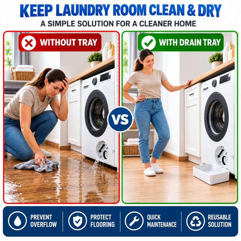 Washing Machine Drain Pan Tray – Water Catcher Floor Protector