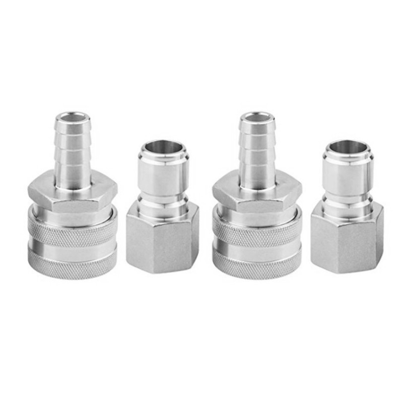 4pcs G1/2in Thread Stainless Steel Quick Connector Adapter Fitting for