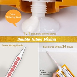 NADAMOO Epoxy Grout Bright Porcelain White, Dual Tubes Waterproof Tile Grout 19oz 400ml, Restore Tile Grout Line for Shower Bathroom Wet Room Kitchen, Caulk Gun NOT Included