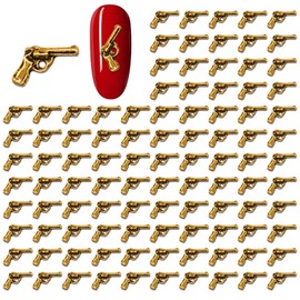 WOKOTO 100pcs Antique Gold Guns Charms For Nail Art 3D Guns Nail Jewels For Women Nails Punk Nail Art Charms Nail Jewelrys For Acrylic Nails Nail Decorations Nail 3d Charms Jewels For Nails Designs