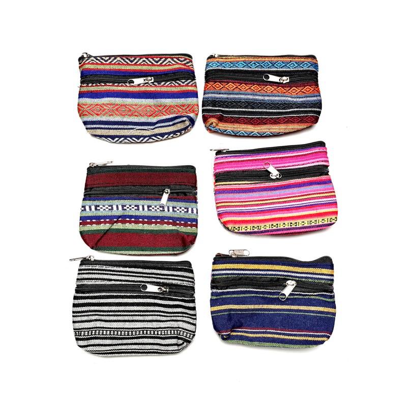 6 Purses Ethnic Printed Small Purse for Coins, Cards, Keys,