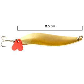 PRO FILSTAR Asymmetrical Trout Spoon Gold Set of 2 8.5 cm - Treble Hook Trout Bait - Blinker Trout & Predator Fishing Lure Set - Catfish & Pike Fishing Bait - Artificial Bait - Wobbler (15, g)