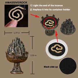 AMASSIVEROCK Sandalwood Coils Incense (42 PCS) Incense Coil, and Brass Incense Holder, Natural Chinese Incense Coils Spiral Design for Long-Lasting Fragrance