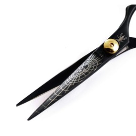 Sanguine Professional Hair Scissors in Jet Black Spider 5.5 Inches 14 cm