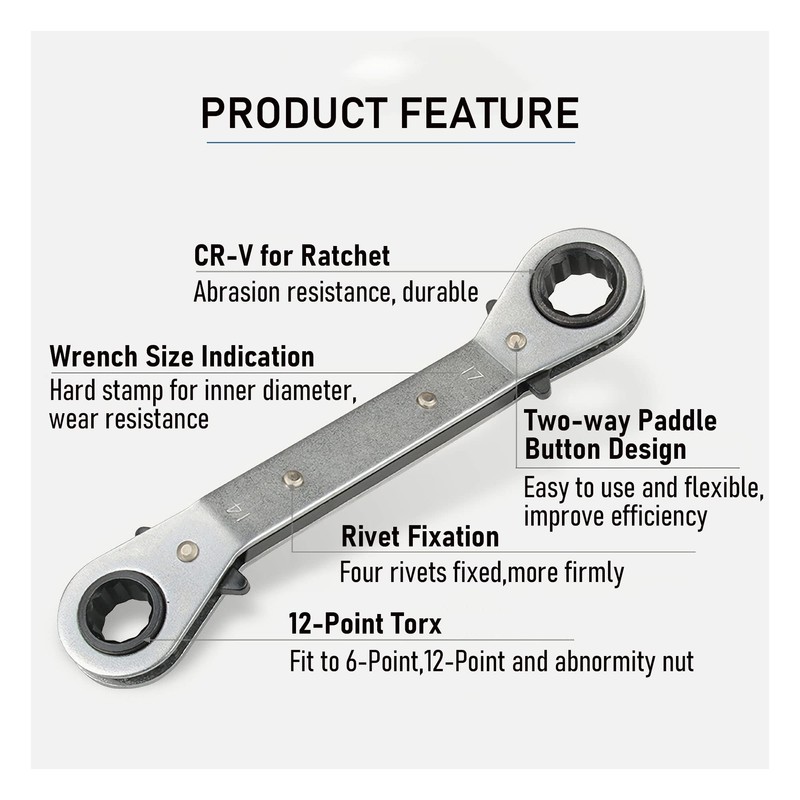 FOCMKEAS 10X11 mm Reversible Universal Ratcheting Wrench, Chrome Vanadium Steel,