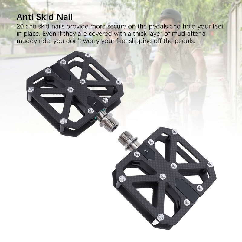 Mountain Cycling Pedals Carbon Fiber 3 Bearing Anti Slip Hollow