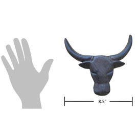 The Bridge Collection Cast Iron Longhorn Bull Head Wall Decor-Western Wall Hanging for Rustic or Industrial Decor