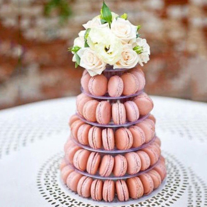6 Tier Round Macaron Tower Cupcake Stand ，Clear Acrylic Display