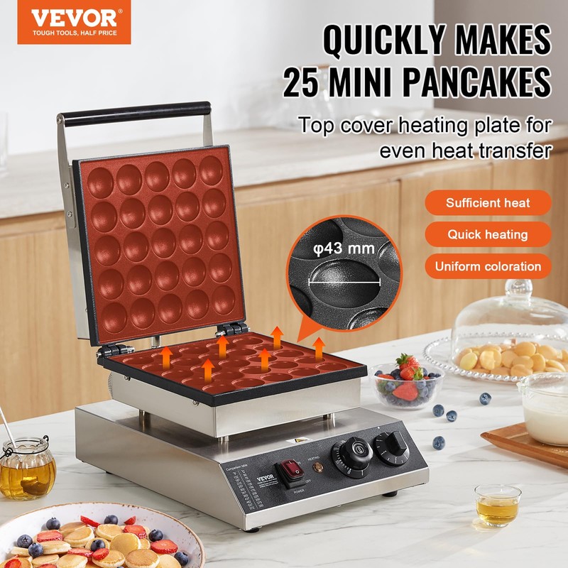 VEVOR Mini Dutch Pancake Maker, 25PCS 43mm Diameter Dorayaki Baker