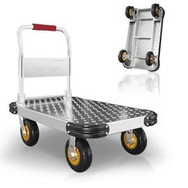 Heavy Duty Foldable Platform Dolly Collapsible Push Cart with Swivel Wheels Moving Dolly Cart for Easy Transport (2200 lbs)