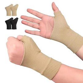 1 Pair Arthritis Wrist & Thumb Support Brace | Compression Wrist Brace for Hand Instability, Improve Circulation | Provide Excellent Support for Thumb Injury, Carpal Tunnel, Tenosynovi (Beige, L)