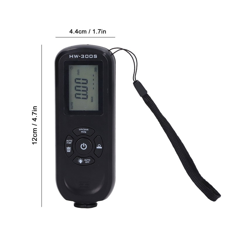 HW‑300S Coating Thickness Gauge Digital Backlight LCD Film Thickness Meter