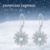 JUSTKIDSTOY Christmas Snowflake Earrings 925 Sterling Silver Moonstone Snowflake Dangle