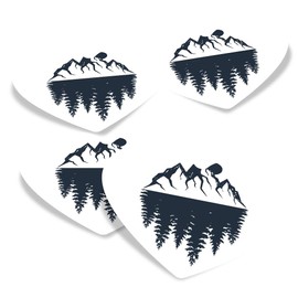 Vinyl Heart Stickers (Set of 4) 10cm - Mountains Range Forest Sun for Laptops, Tablets, Luggage, Scrap Booking, Fridges #60990