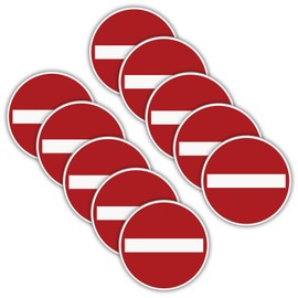 Pack of 10 Einbahnstraße/Durchgang verbotten No Entrance Sticker Diameter 9.5 cm Sticker Mandatory Sign with UV Protection for Outdoor and Indoor Use STROBO