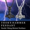 JeweBella Thor's Hammer Necklace Viking Wolf Head Bracelets Set for