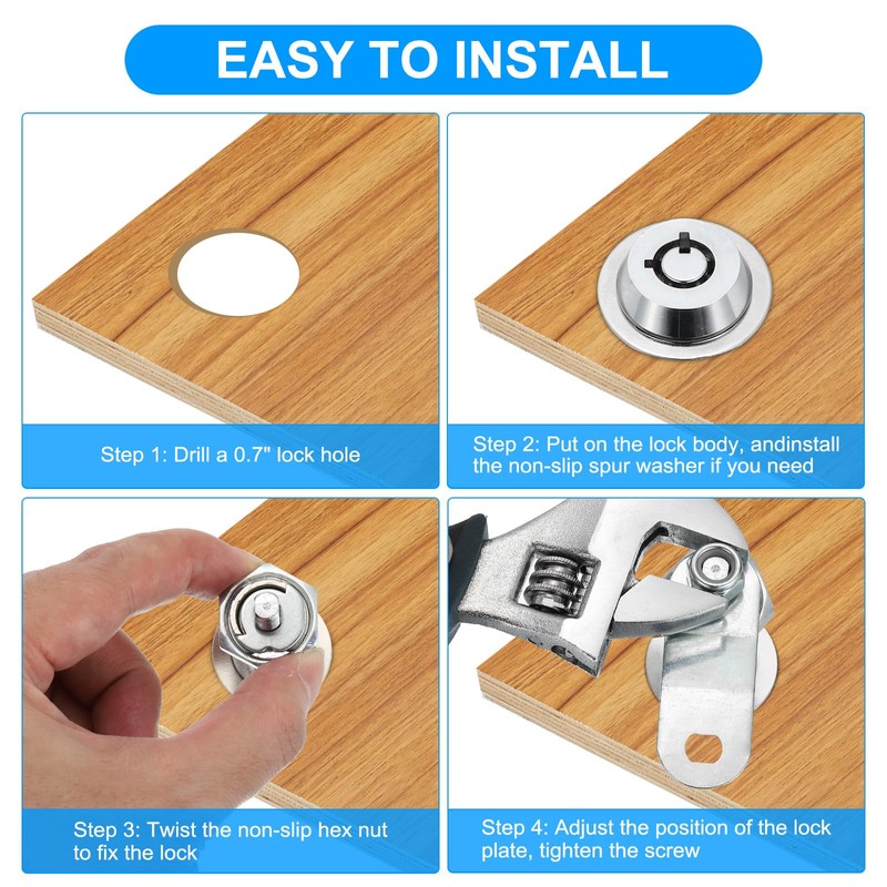 uxcell 1-1/8 Inch Cabinet Locks with Key, 3 Pack Cam