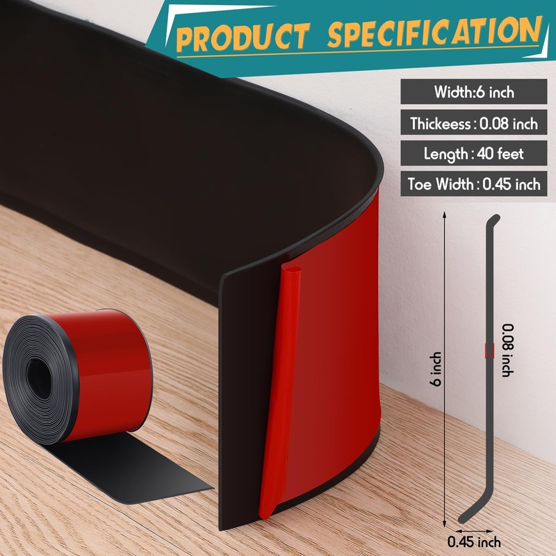 Frienda Flexible Baseboard Molding Trim Peel and Stick Vinyl Wall