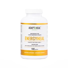 Adaptoheal Energy Supplement Caffeine Free - Adaptogen Blend with Ashwagandha, Rhodiola Rosea, Maca, Leuzea, Gingseng - Increases Energy, Natural Stress Relief, Focus and Vitality (180 Capsules)