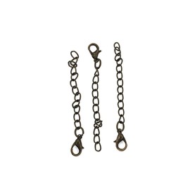15 Antique Bronze Tone Extender Chains with Lobster Clasp - 65mm x 3.5mm - Z883