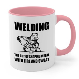 Welder 2Tone Pink Mug 11oz - fire and sweat - Welding Tool Welder Ironworker Pipefitter Welding Supplies Welding Gifts Welder Dad