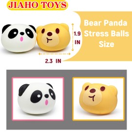 2 Pcs Bear Stretchy Stress Balls for Kids and Adults, Panda Squishy Ball, Animals Sensory Toys, Brown Stress Ball Squishy Toys for Kids Classroom Prizes, Party Favors | Panda Squeeze Toys