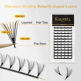 Premade Spire Eyelash Extension Anime Anime Butterfly Lash Fans D Curl Wispy Natural Lash Extensions 0.07mm Black Individual Lashes Feather Shape Butterfly Lashes Extension(0.07-D-8-15mm Mix)