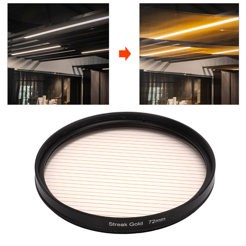 Gold Streak Digital Camera Lens Filter Antiscratch Optical Glass Aluminum