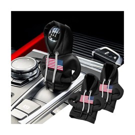 BELOMI Ameican Flag Car Gear Shift Hoodie, Sweater Vehicle Gearshift Protector, Patriotic Automotive Interior Shifter Stick Cover Decoration Accessories, Universal for SUV, Sedan, Truck (Black, 2PCS)