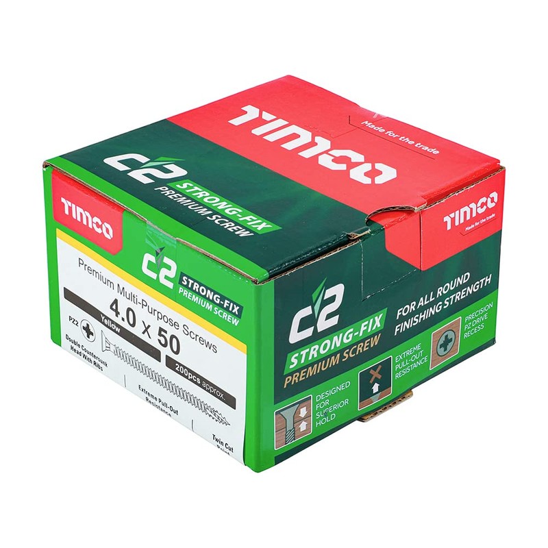 TIMCO C2 Strong-Fix Multi-Purpose Premium Countersunk Gold Woodscrews - 4.0