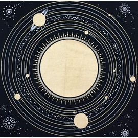 Altar cloth 24 x 24 inches Gold Silver Tarot Table Cloth Spiritual Moon Stars Wall Tapestry Outer Space Galaxy Tapestry Universe Starry Mat Prints Board Game Table Cover (Solar System)