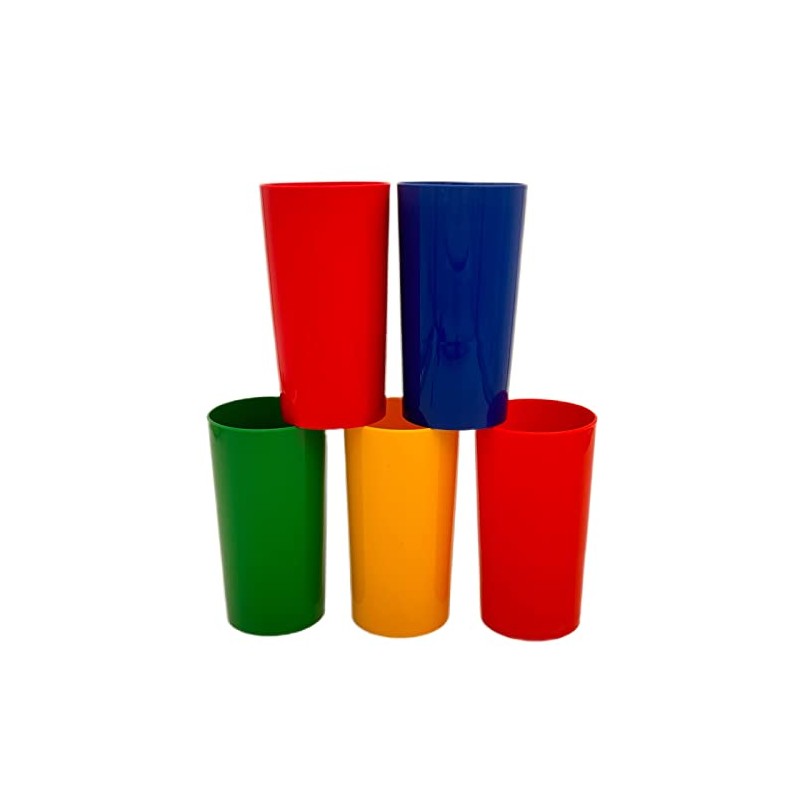 Vasos de Plástico Reutilizables, 400ml, Apilables, Aptos para Microondas y