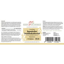 Japanese knotweed tablets, 600 mg active ingredient, Polygonum cuspidatum tablets, premium quality, made in Austria, tablets instead of capsules, vegan