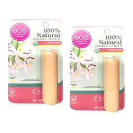 EOS Cuidado de labios Biologique orgánico - Vainilla - 100% natural - Peso neto 0.14 oz (4 g) por barra - Paquete de 2 barras