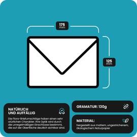 Netuno Pack of 100 Ecru Envelopes DIN B6 125 x 175 mm 130 g Flora Anice Elegant Recycled Paper High-Quality Vintage Envelope B6 Eco for Invitation Cards Birthday Cards