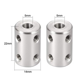 TA-VIGOR Shaft Coupler Connector 5mm to 5mm Bore, Stainless Steel Rigid Coupling D14mm x L22mm, Shaft Coupling Joint Connector for 3D Printer,DIY Robots, CNC Machine, Motor Accessories