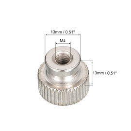 sourcing map Knurled Thumb Nuts, 2pcs M4 x D13mm x H13mm Carbon Steel Knurled Nut with Collar High Head Blind Hole Knurled Thumb Nuts for 3D Printer Parts