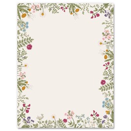 JarThenaAMCS 60Pcs Vintage Floral Stationery Letterhead Paper Retro Wildflower Writing Letter Paper Flower Note Greeting Paper for Wedding Birthday Invitation Office School Printing, 8.5 x 11 Inch