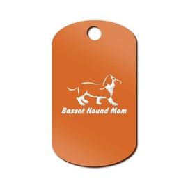 Mister Petlife Basset Hound Mom Engraved Keychain/GI Tag Hush Puppy Orange