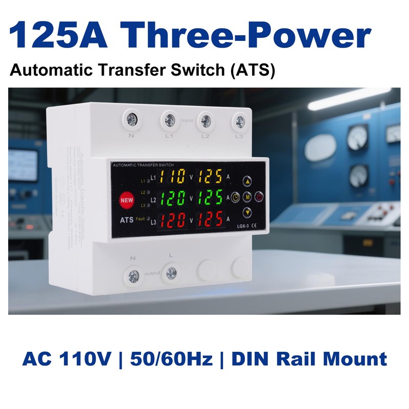 Automatic Generator Transfer Switch, 125A 120V 3 Pole Transfer Switch